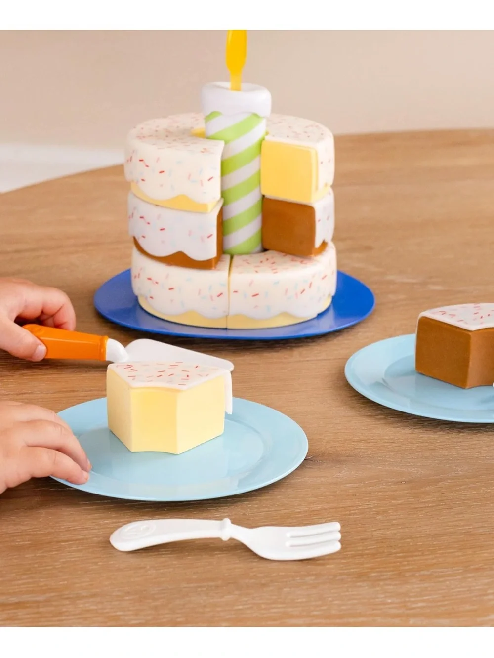 Pretend Birthday Cake Party Play Accessories Set 19 pc. toy cake plates utensils